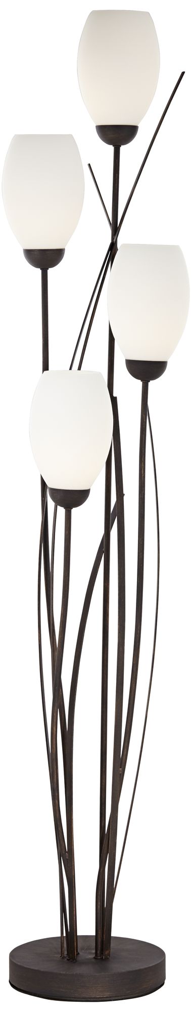 black metal and white glass tulip 4 light floor lamp