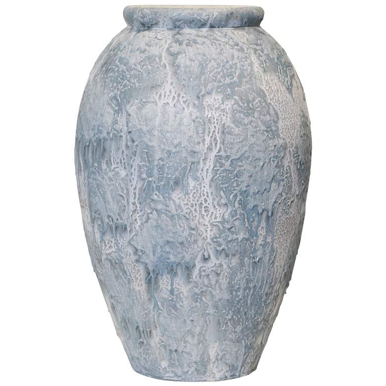 Image 1 Jarra 15.75" High Hand Painted Blue and Cream Vase