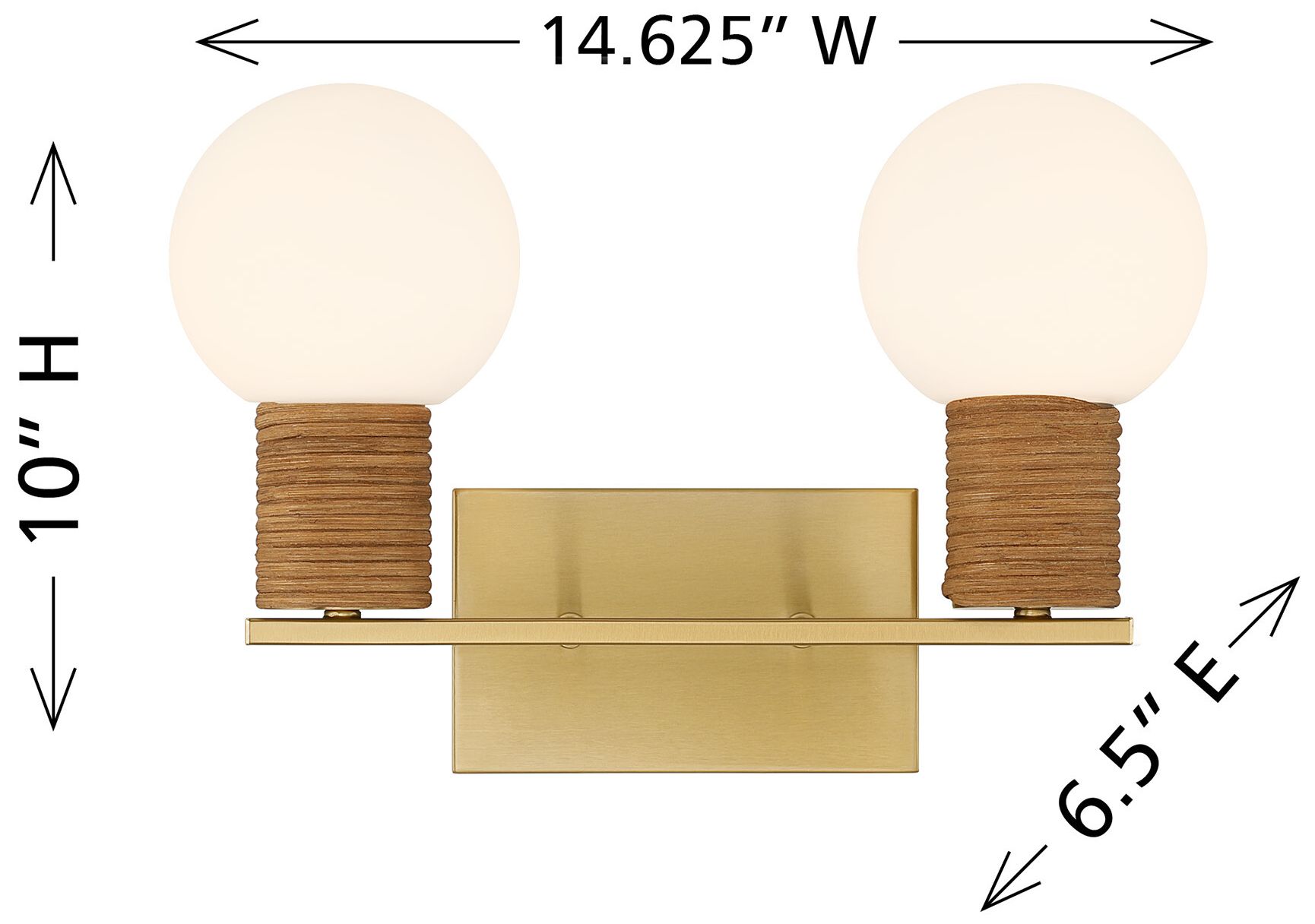 Image 6 Jarrell 2-Light Bathroom Vanity Light in Warm Brass more views