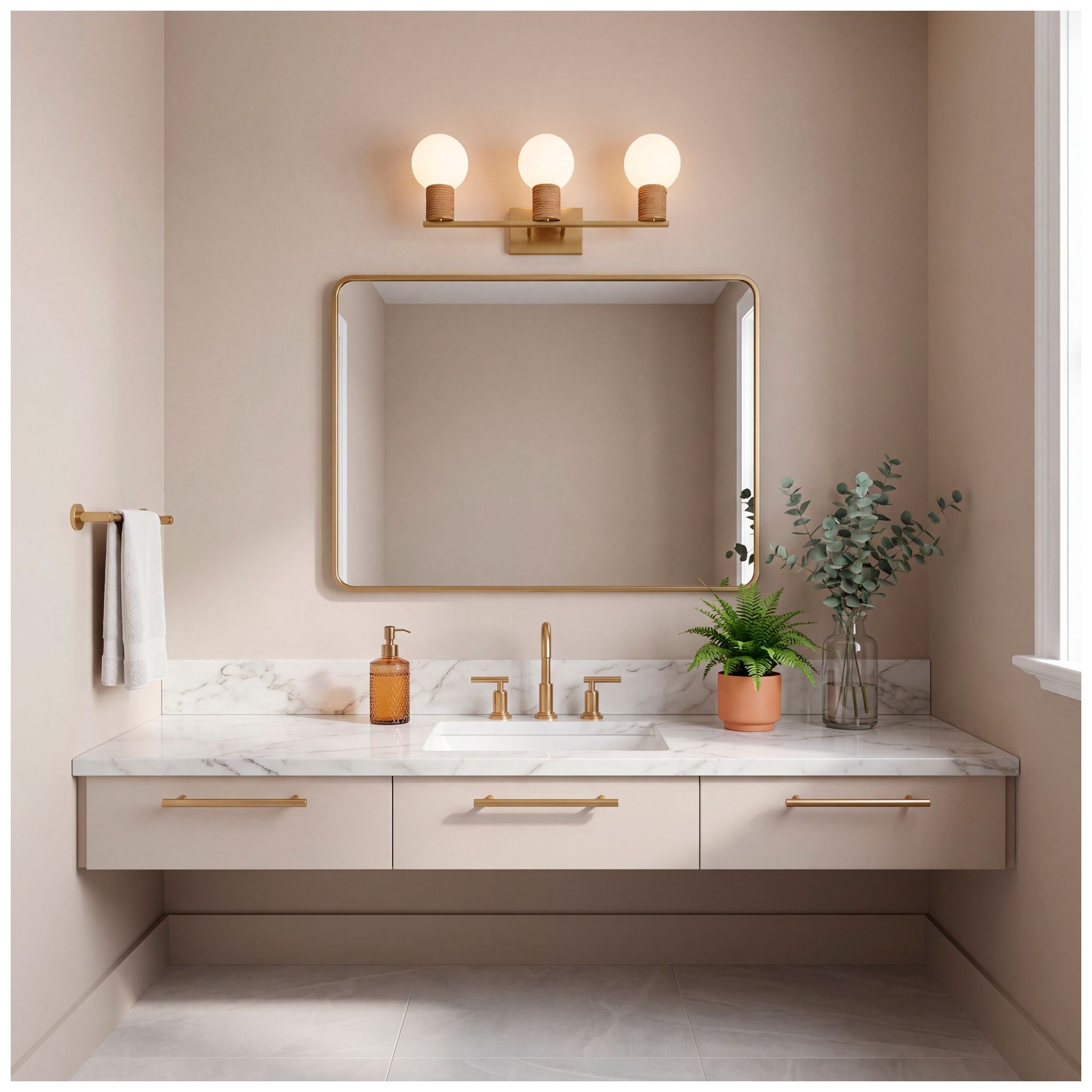 Image 6 Jarrell 3-Light Bathroom Vanity Light in Warm Brass more views