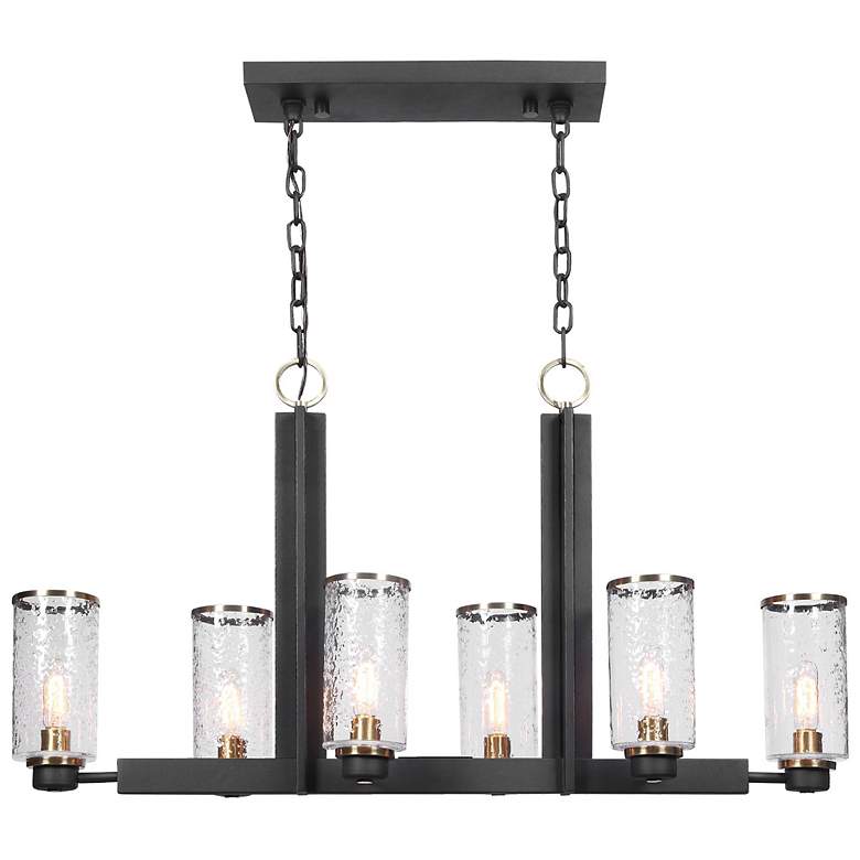 Image 2 Jarsdel 44 1/2"W Black Brass Kitchen Island Light Chandelier