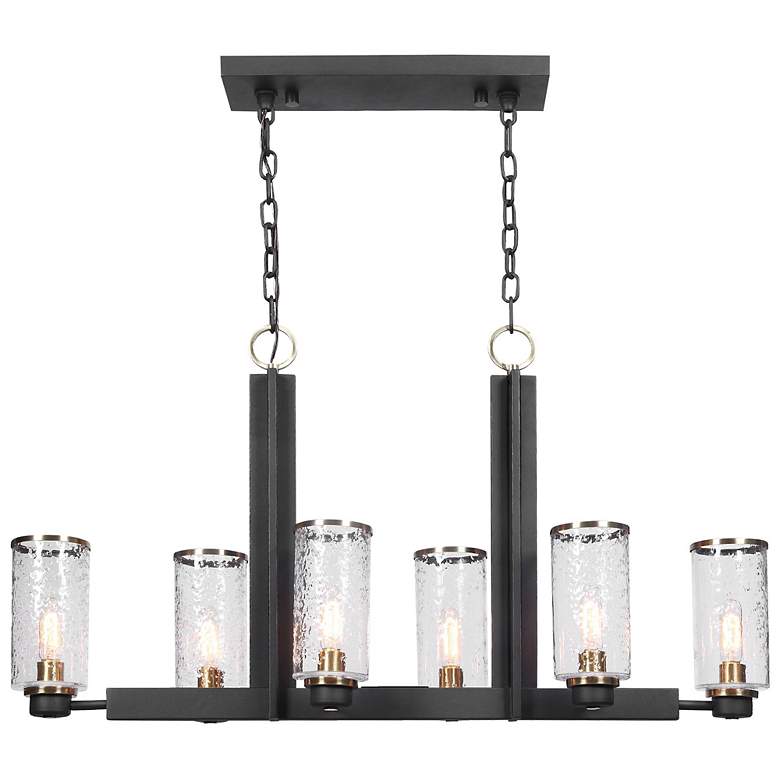 Image 2 Jarsdel 44 1/2 inchW Black Brass Kitchen Island Light Chandelier