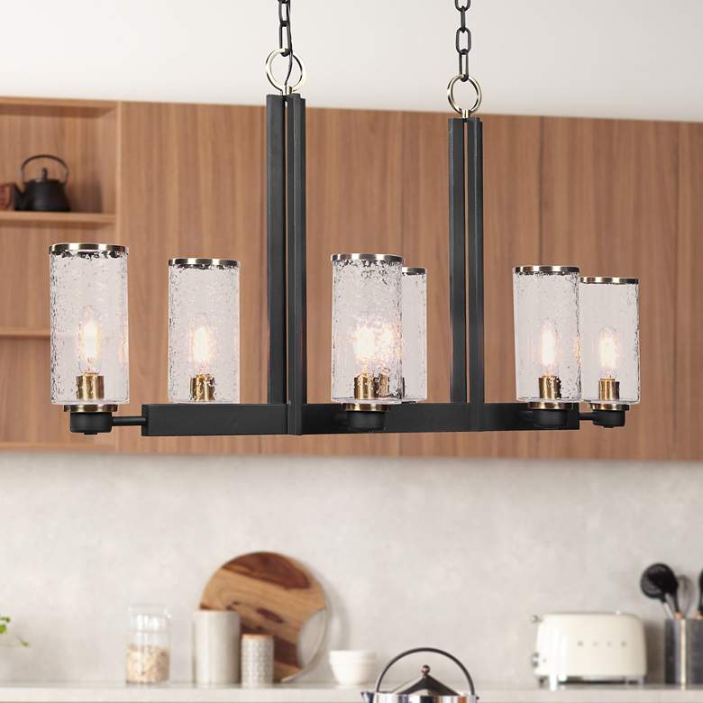 Image 1 Jarsdel 44 1/2"W Black Brass Kitchen Island Light Chandelier