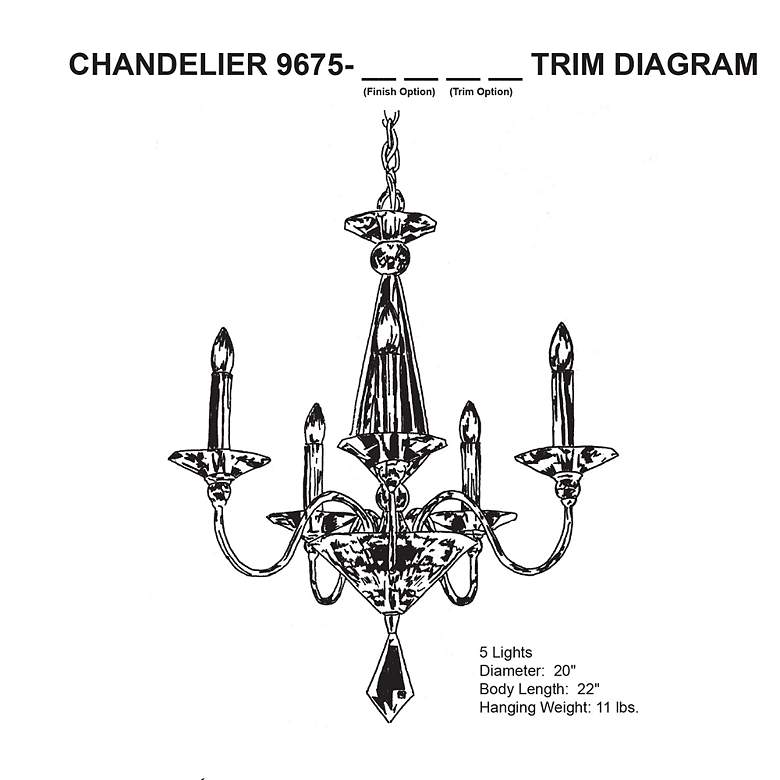 Image 4 Jasmine 22"H x 20"W 5-Light Crystal Chandelier in Silver more views