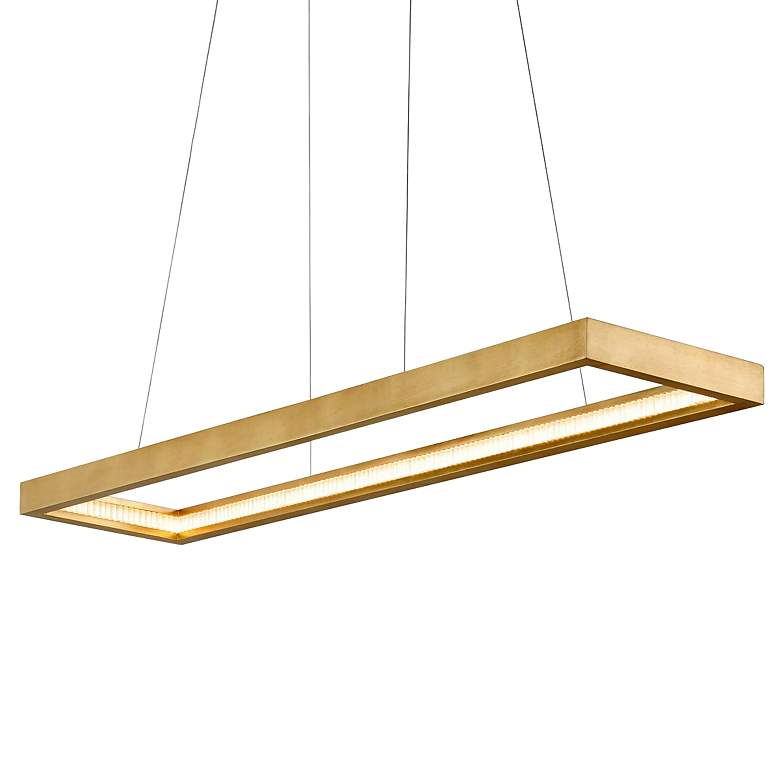 Image 2 Jasmine 60" Wide Gold Leaf LED Kitchen Island Light Pendant
