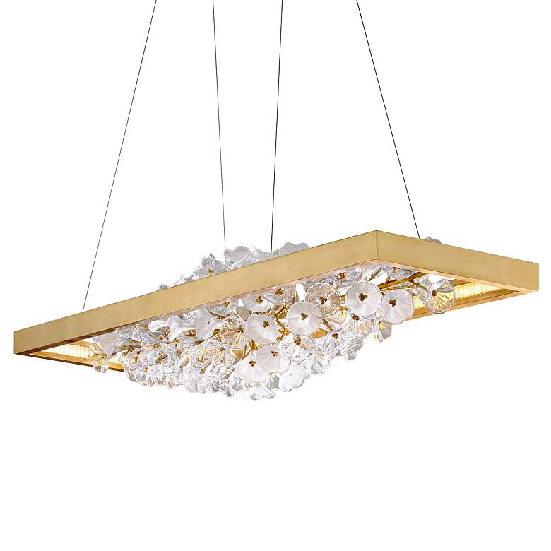 Image 2 Jasmine 60 inchW Gold LED Floral Kitchen Island Light Pendant