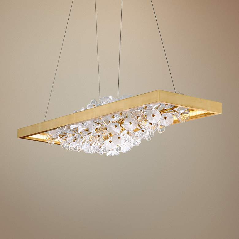 Image 1 Jasmine 60 inchW Gold LED Floral Kitchen Island Light Pendant