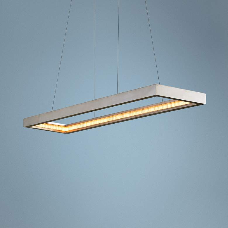 Image 1 Jasmine 60"W Silver Leaf LED Kitchen Island Light Pendant