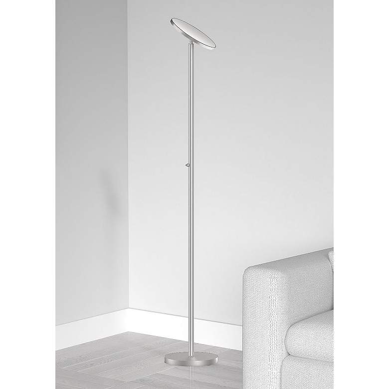 Image 1 Jasmine 72" High Modern Satin Chrome Metal LED Torchiere Floor Lamp