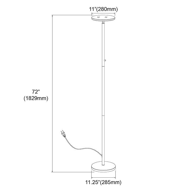 Image 4 Jasmine 72" High Modern Satin Chrome Metal LED Torchiere Floor Lamp more views