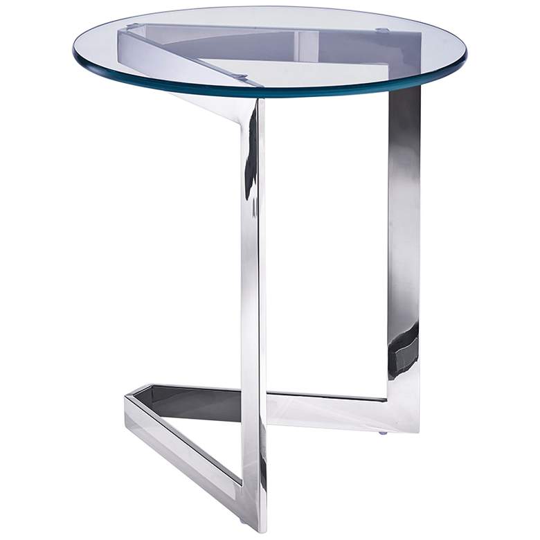 Image 1 Jasmine Clear Glass Top and Stainless Steel Round Side Table