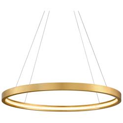 Jasmine LED 44" Circular Frame Pendant - Gold Leaf Finish - Clear Glas