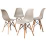 Jaspen Beige Plastic Oak Brown Wood Dining Chairs Set of 4 in scene