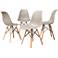 Jaspen Beige Plastic Oak Brown Wood Dining Chairs Set of 4