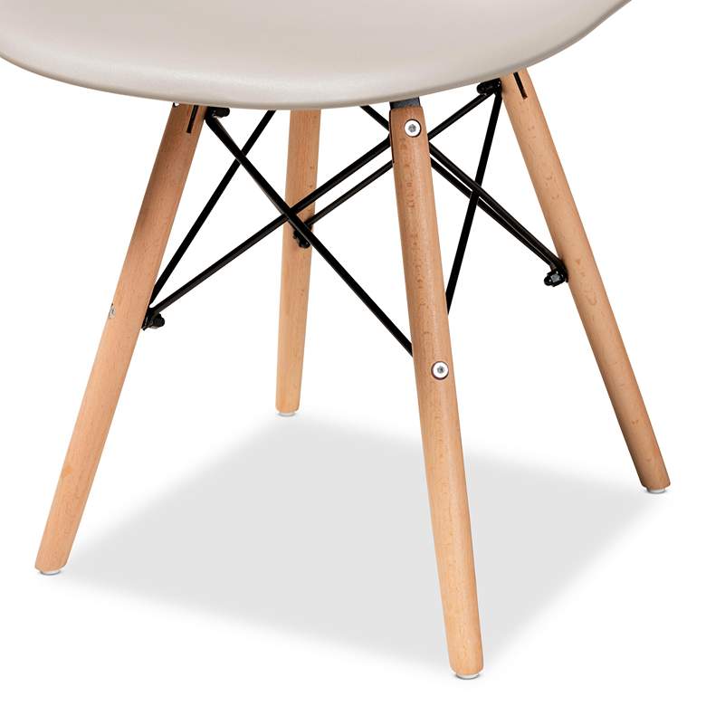 Image 4 Jaspen Beige Plastic Oak Brown Wood Dining Chairs Set of 4 more views