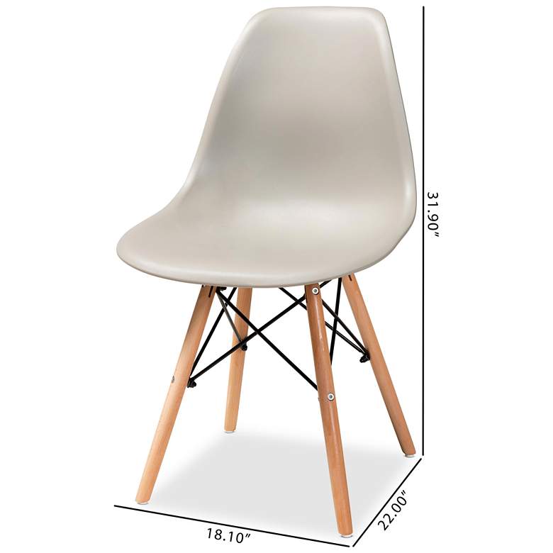 Image 6 Jaspen Beige Plastic Oak Brown Wood Dining Chairs Set of 4 more views