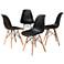 Jaspen Black Plastic Oak Brown Wood Dining Chairs Set of 4