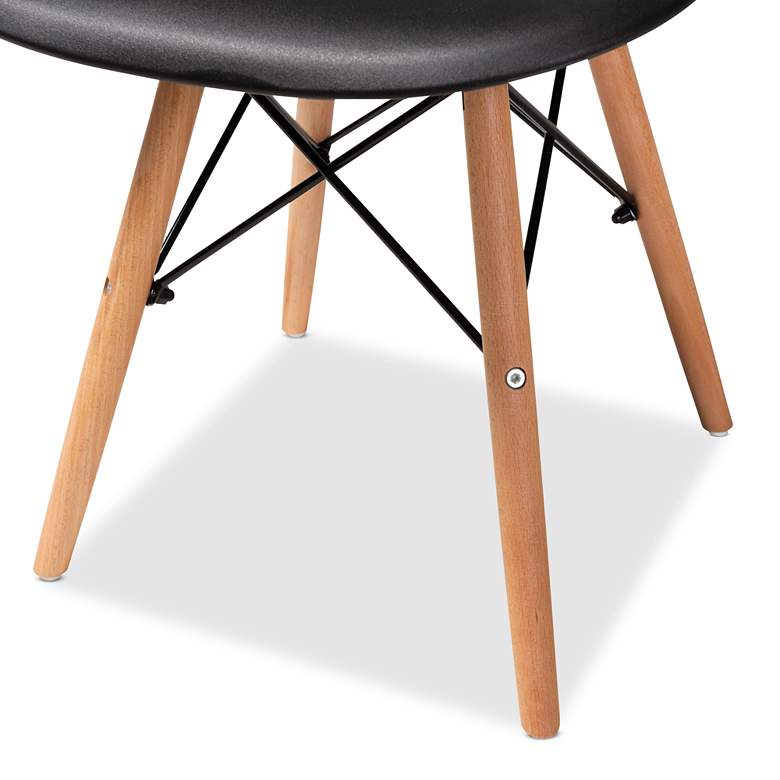 Image 4 Jaspen Black Plastic Oak Brown Wood Dining Chairs Set of 4 more views