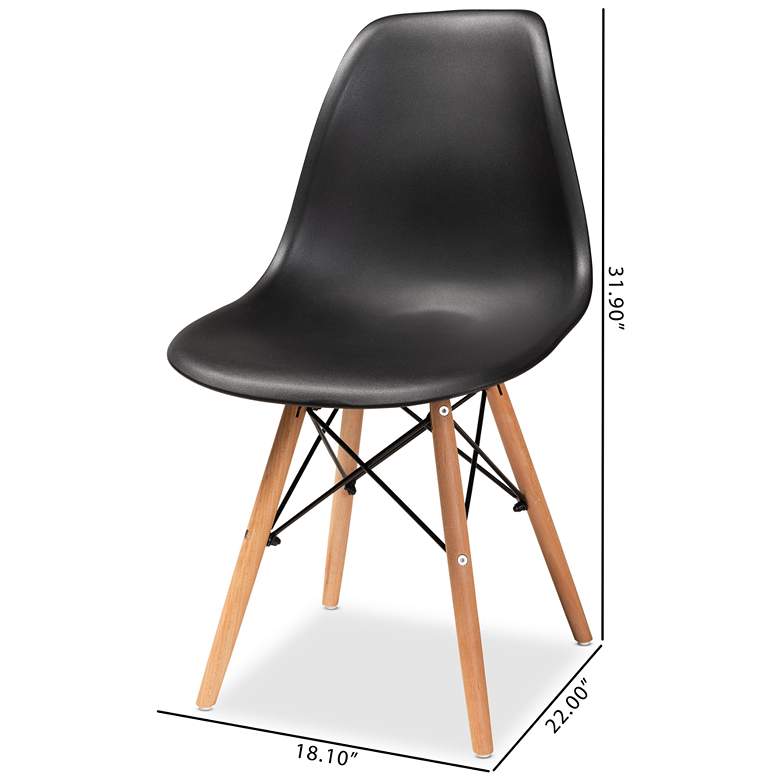 Image 6 Jaspen Black Plastic Oak Brown Wood Dining Chairs Set of 4 more views