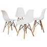 Jaspen White Plastic Oak Brown Wood Dining Chairs Set of 4 in scene