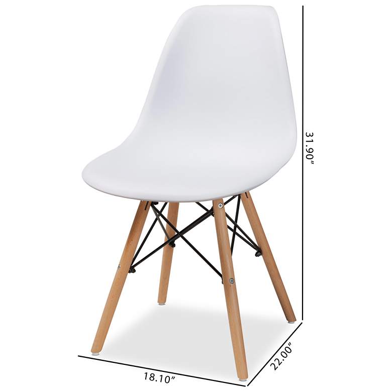 Image 6 Jaspen White Plastic Oak Brown Wood Dining Chairs Set of 4 more views