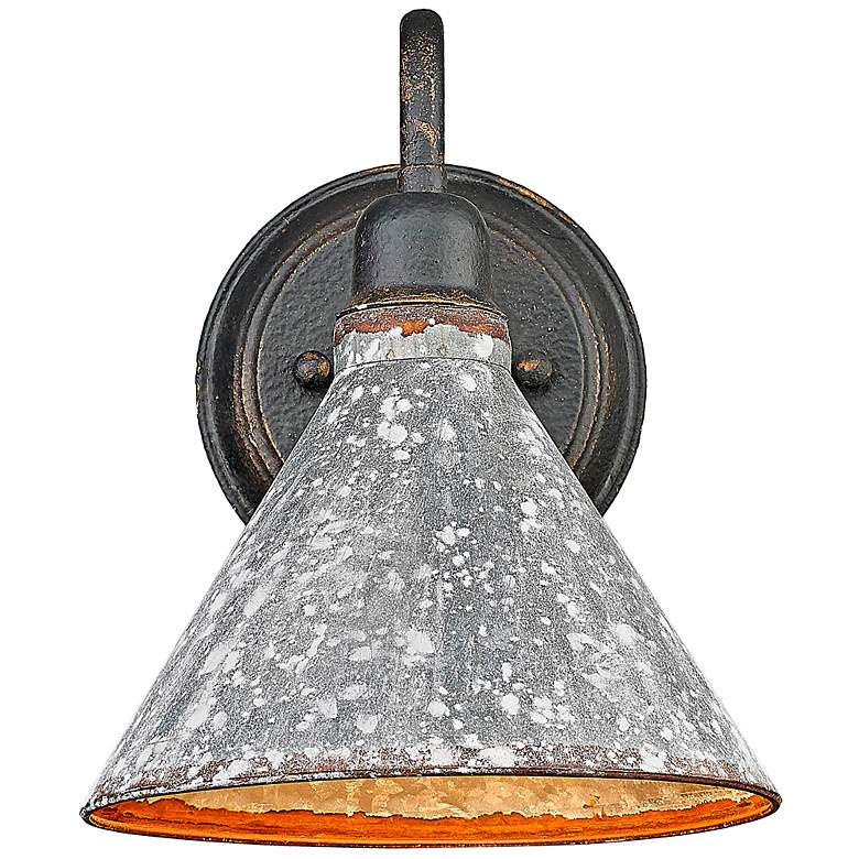 Image 1 Jasper 1-Light Wall Sconce in Antique Black Iron with Galvanized Steel
