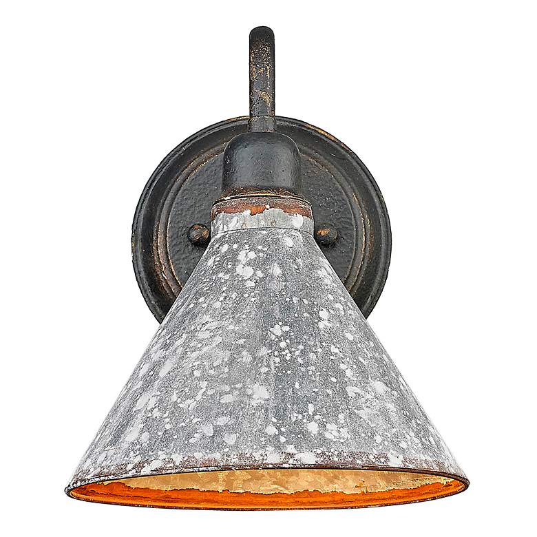 Image 2 Jasper 1-Light Wall Sconce in Antique Black Iron with Galvanized Steel more views