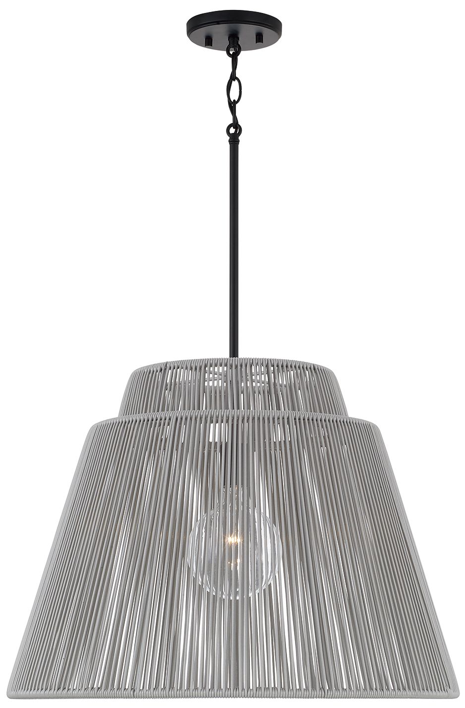 Jasper 23"W Black with Gray Shade Indoor/Outdoor Hanging Light