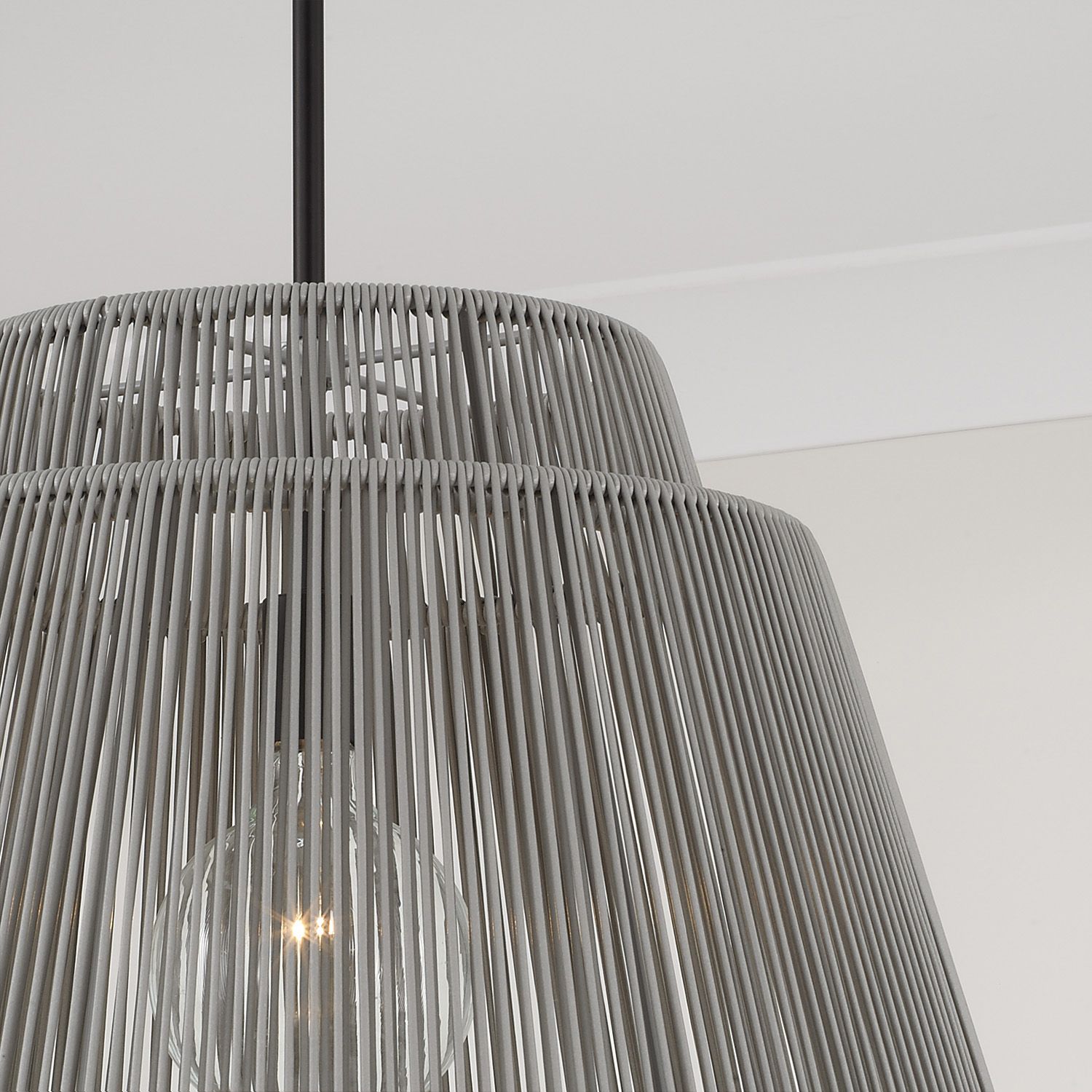 Image 3 Jasper 23"W Black with Gray Shade Indoor/Outdoor Hanging Light more views