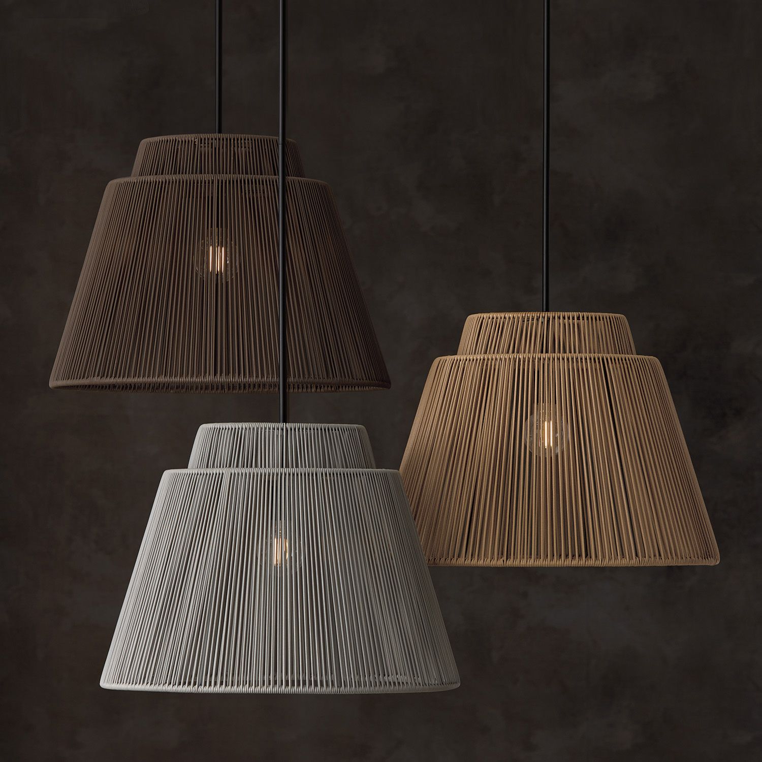 Image 4 Jasper 23"W Black with Gray Shade Indoor/Outdoor Hanging Light more views