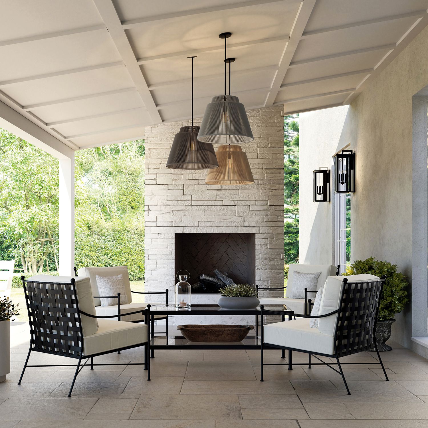 Image 6 Jasper 23"W Black with Gray Shade Indoor/Outdoor Hanging Light more views