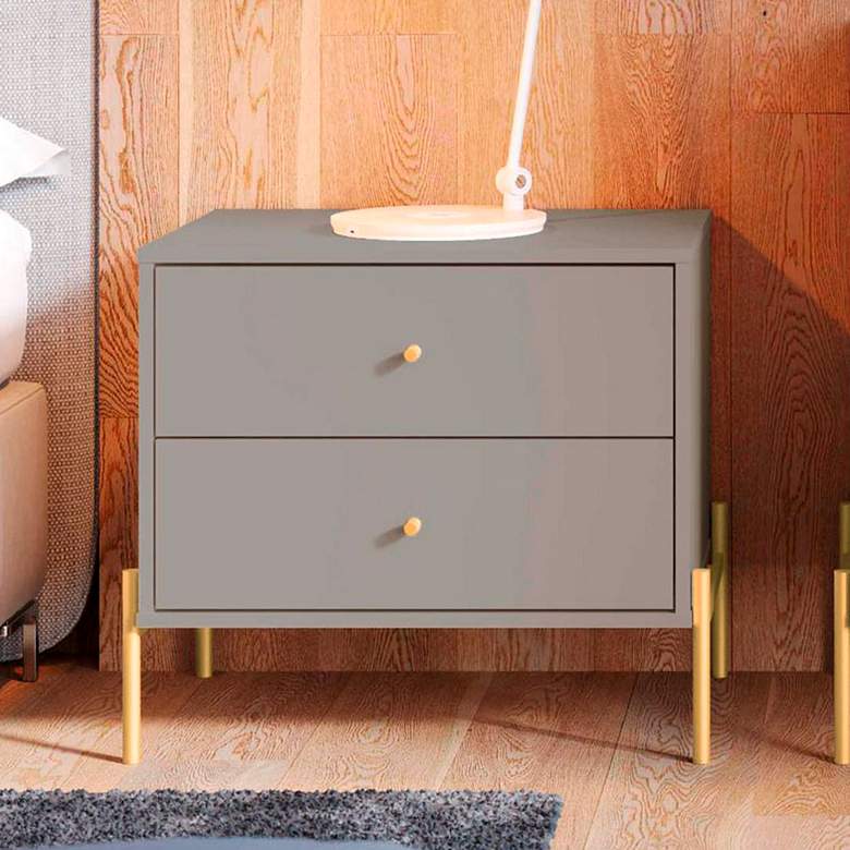 Image 1 Jasper 25 1/4" Wide Gray 2-Drawer Nightstands Set of 2