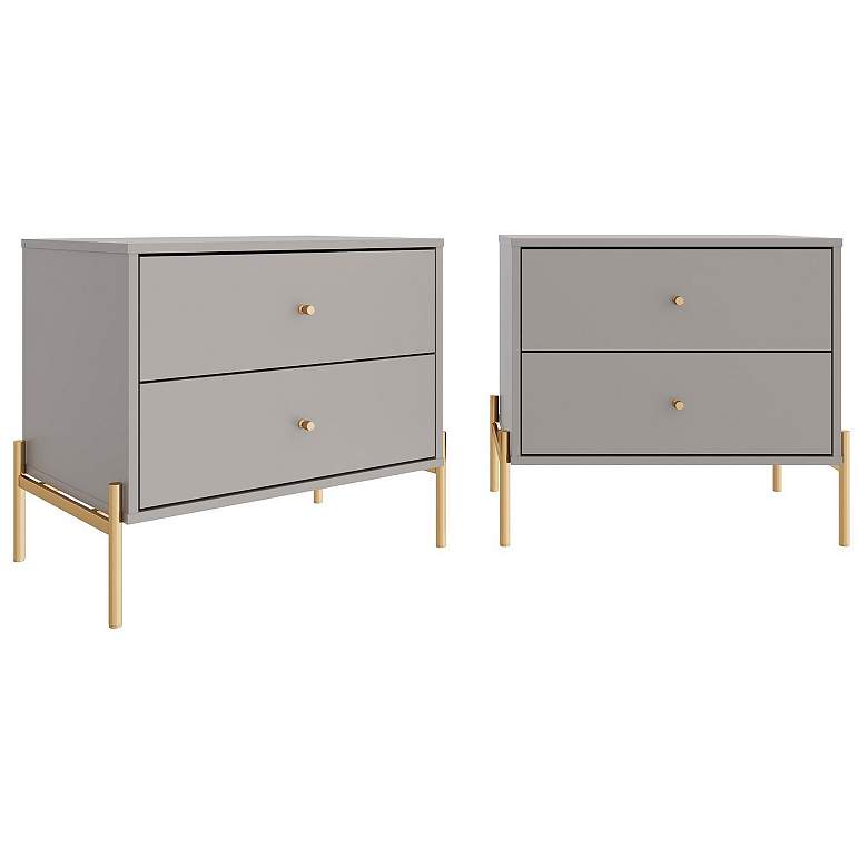 Image 3 Jasper 25 1/4" Wide Gray 2-Drawer Nightstands Set of 2 more views