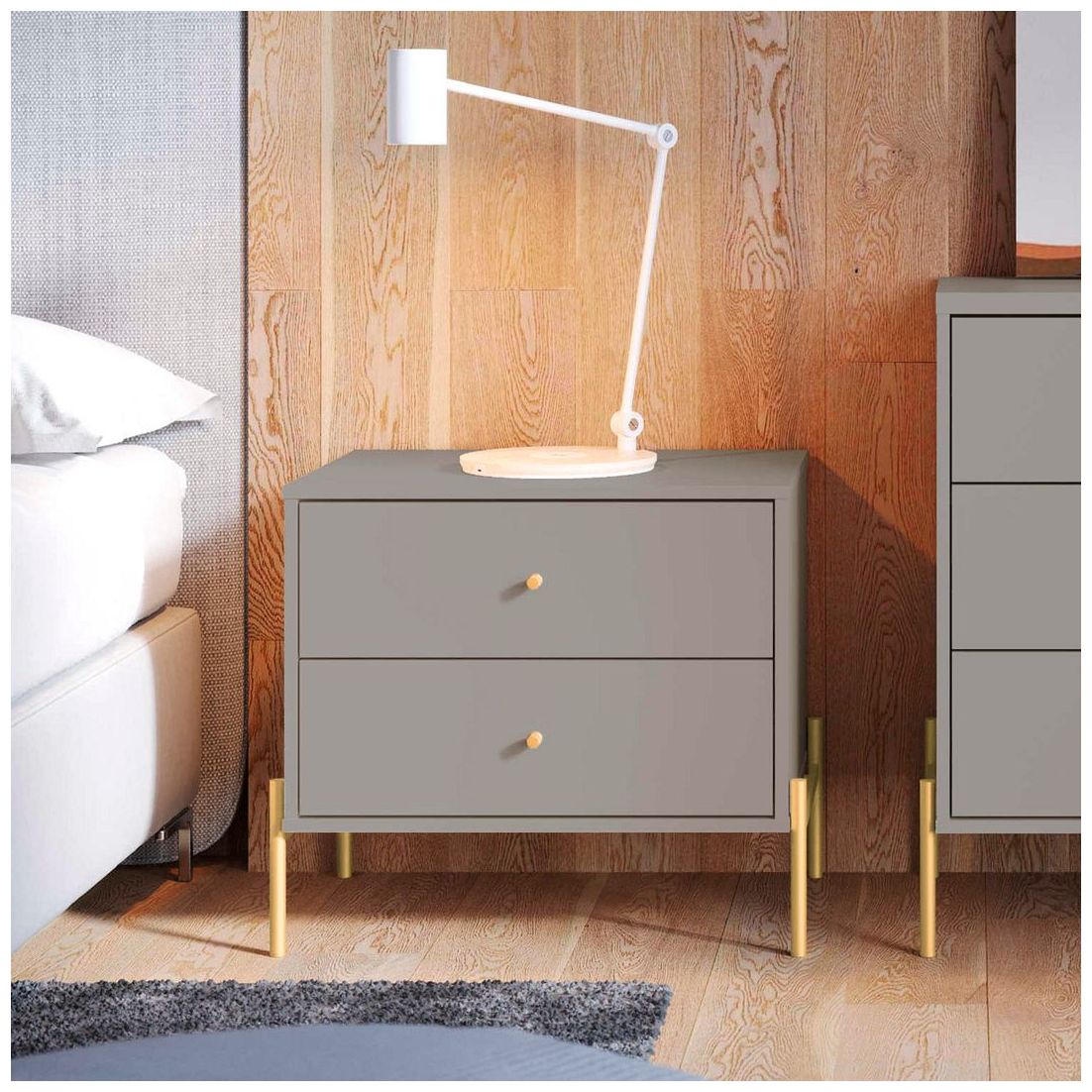 Jasper 25 1/4" Wide Gray 2-Drawer Nightstands Set of 2