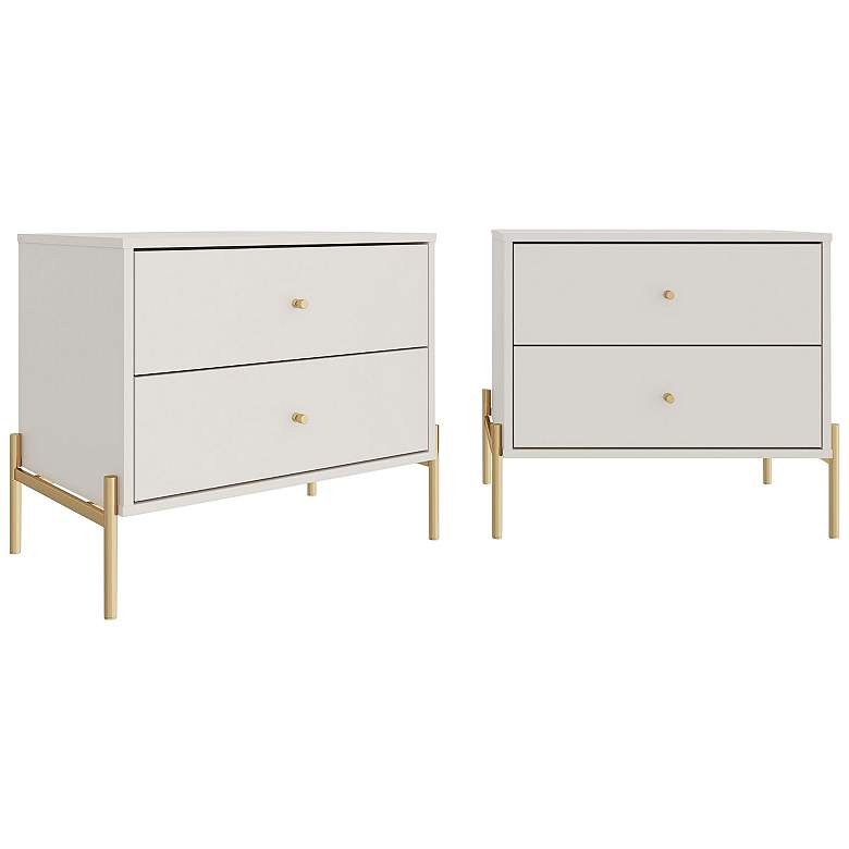 Image 1 Jasper 25 1/4" Wide Off-White 2-Drawer Nightstands Set of 2