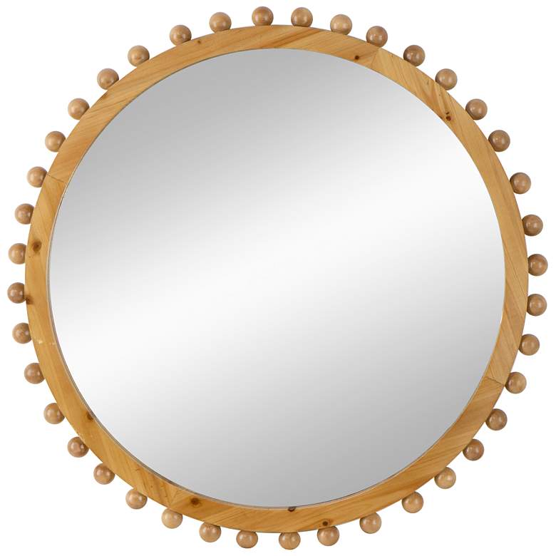 Image 1 Jasper 33.5 Brown Wood Round Mirror