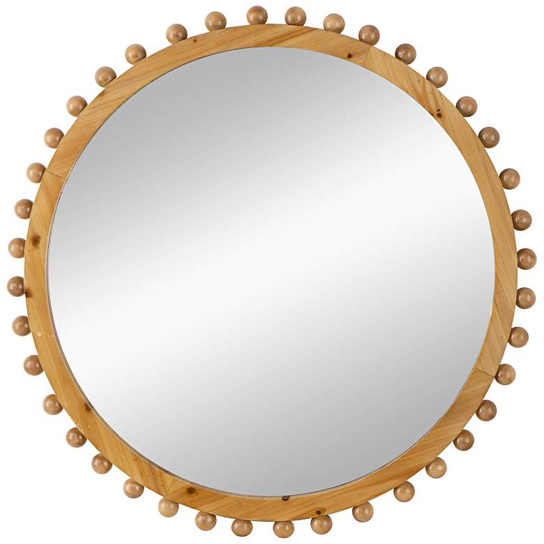 Image 3 Jasper 33.5 Brown Wood Round Mirror