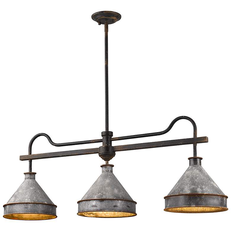 Image 2 Jasper 41" Wide Antique Black Iron 3-Light Linear Pendant