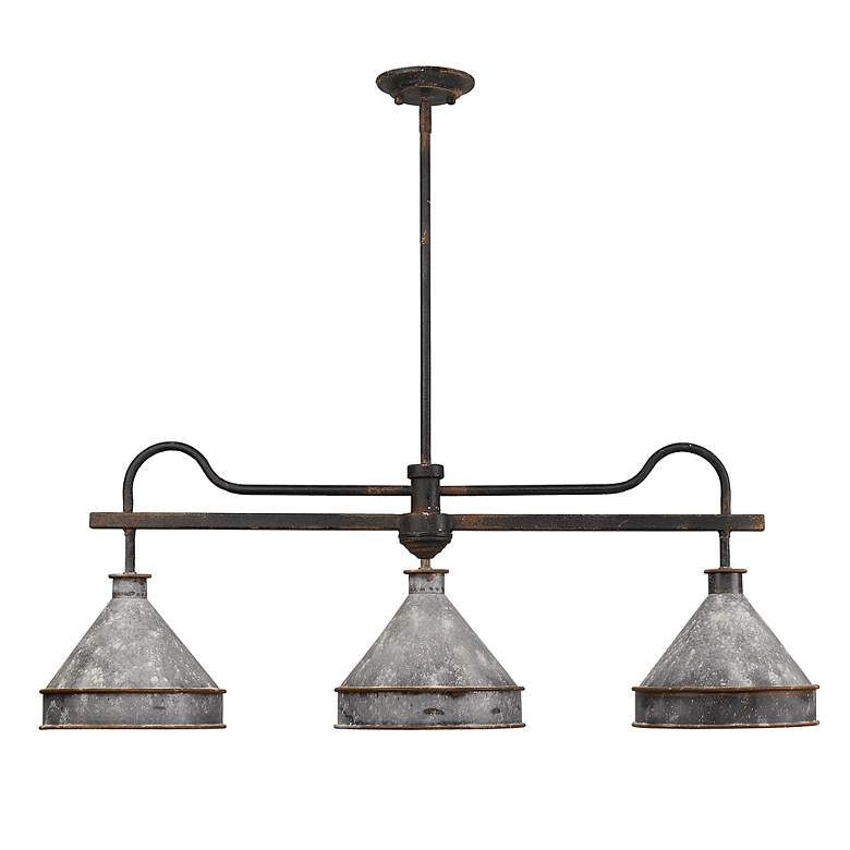 Image 3 Jasper 41" Wide Antique Black Iron 3-Light Linear Pendant more views