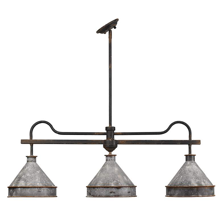 Image 4 Jasper 41" Wide Antique Black Iron 3-Light Linear Pendant more views