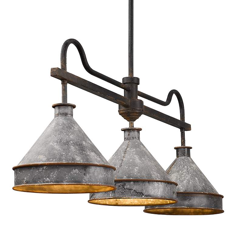 Image 5 Jasper 41" Wide Antique Black Iron 3-Light Linear Pendant more views