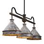 5_Jasper 41" Wide Antique Black Iron 3-Light Linear Pendant more views