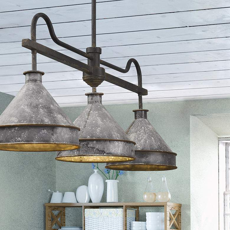 Image 7 Jasper 41" Wide Antique Black Iron 3-Light Linear Pendant more views