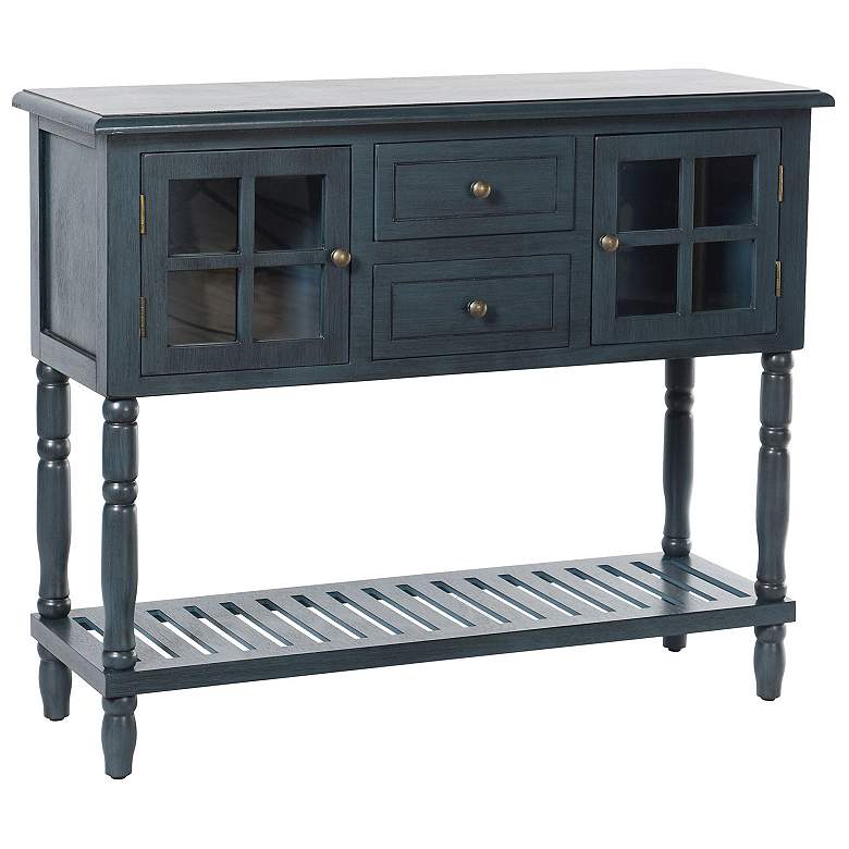 Image 1 Jasper 42" Wide 2 Drawer 2 Door Antique Navy Blue Farmhouse Console Ta