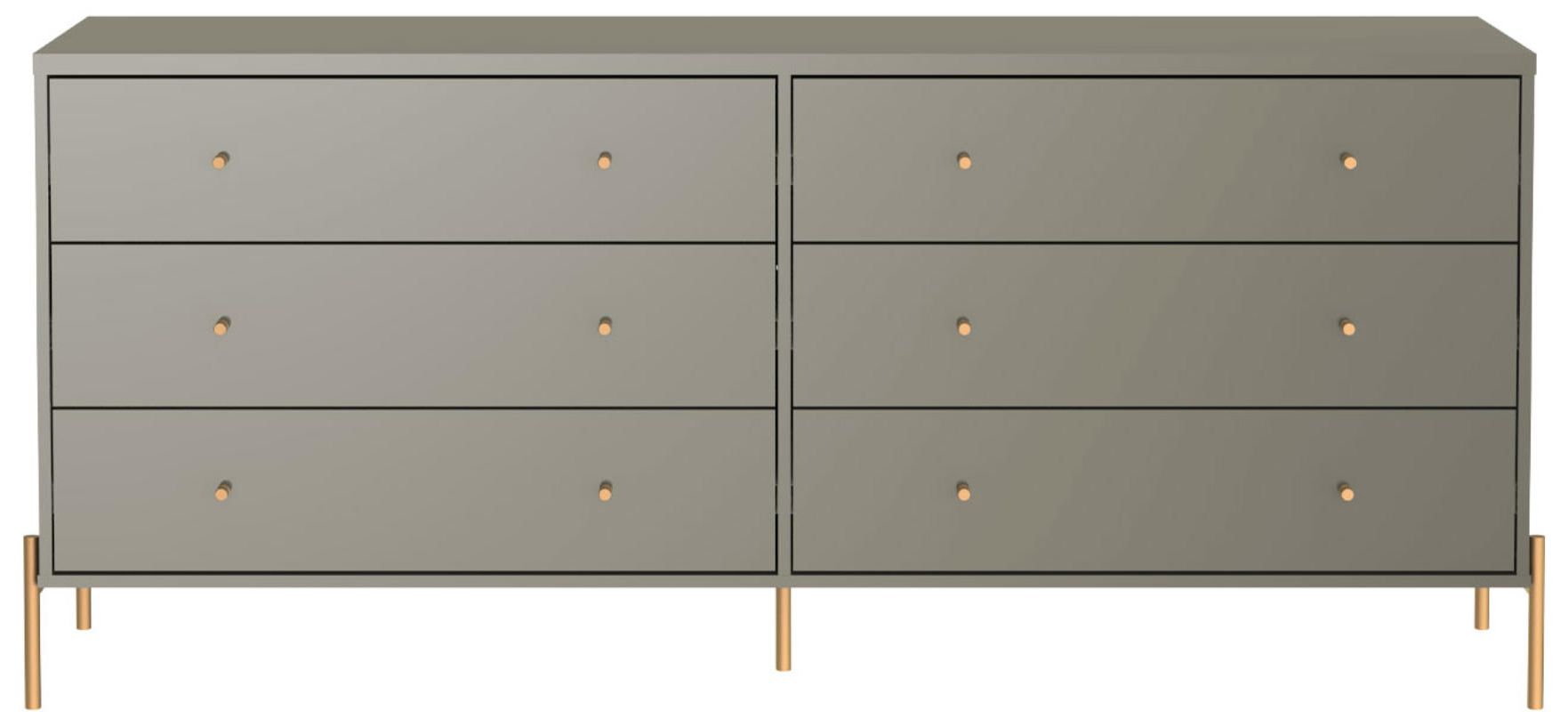 Image 2 Jasper 71.65in. Double Dresser with Steel Gold Legs in Grey Gloss