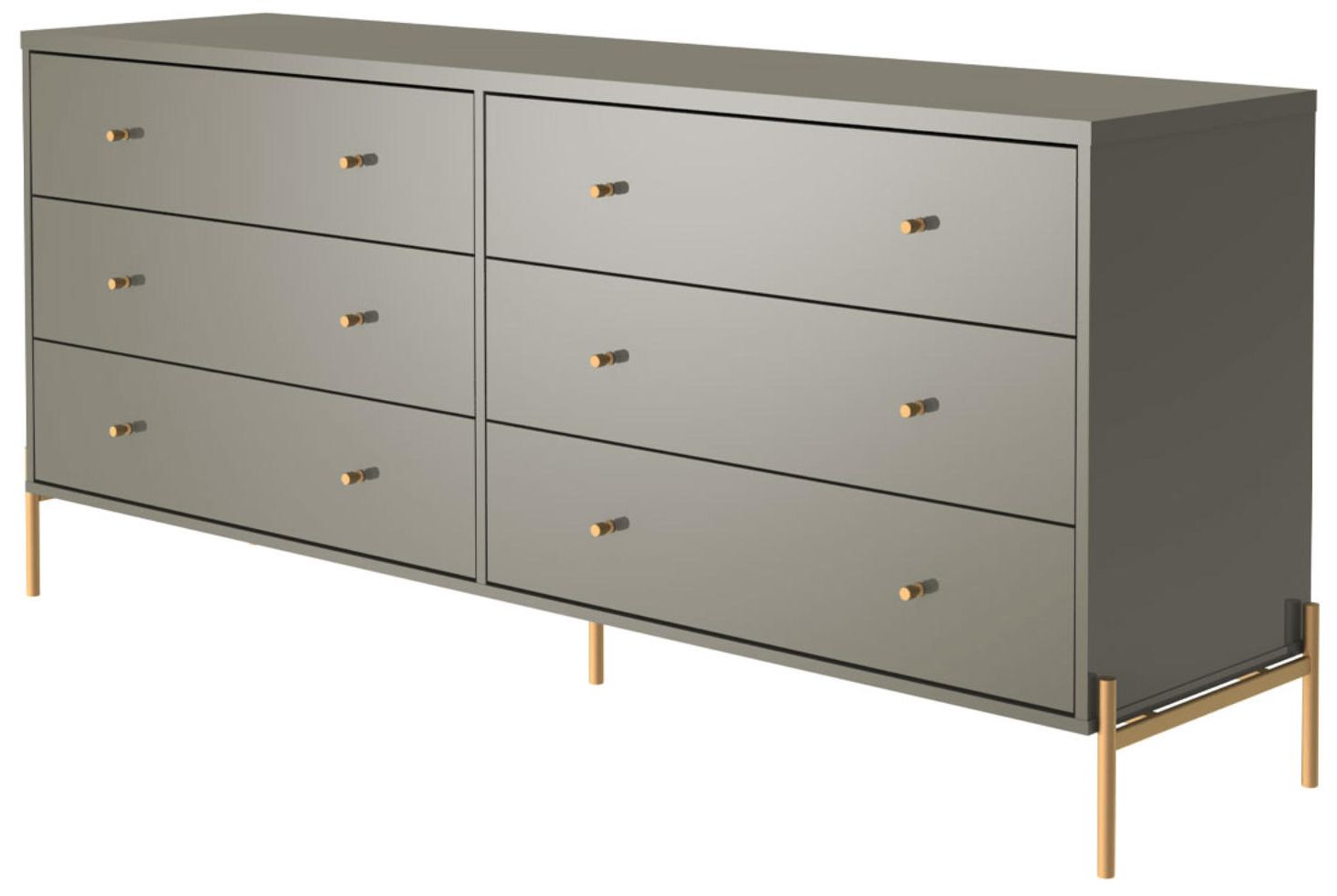 Image 6 Jasper 71.65in. Double Dresser with Steel Gold Legs in Grey Gloss more views