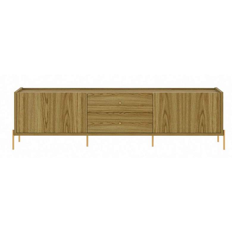 Image 1 Jasper 86.69" TV Stand with Steel Gold Legs in Oak Pro Touch