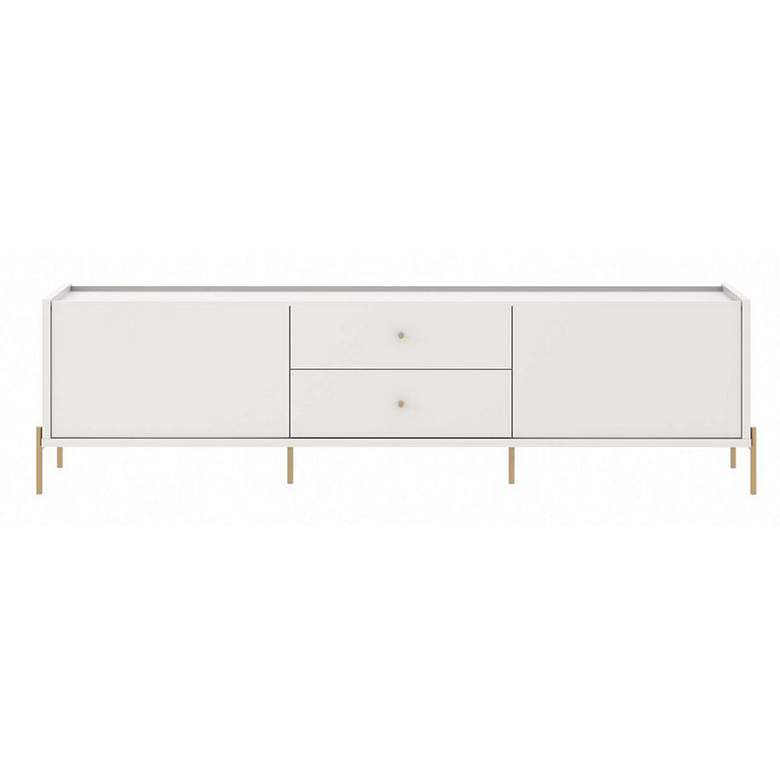 Image 1 Jasper 86.69" TV Stand with Steel Gold Legs in Off White Matte