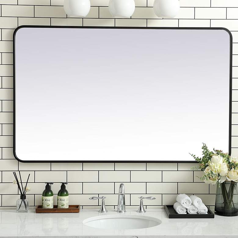 Image 1 Jasper Black Metal 30" x 48" Vanity Wall Mirror