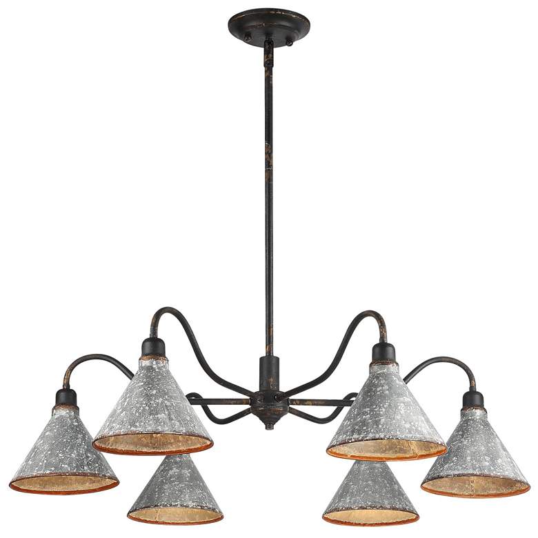 Image 1 Jasper Chandelier in Antique Black Iron with Galvanized Steel